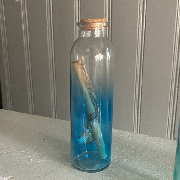 NWT Beautiful Blue & Green-Message In A Bottle Decorative Beach Glass Bottles 🐚 - Picture 12 of 17